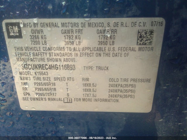 Chevrolet Silverado 1500 Lt 2017 3GCUKREC4HG116893 Image 9