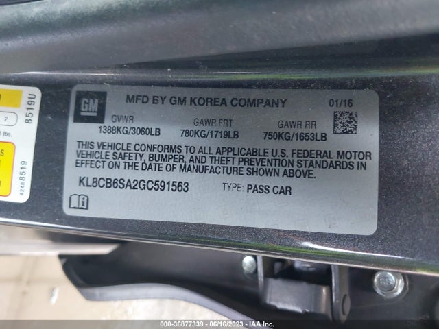 Chevrolet SPARK LS 2016 KL8CB6SA2GC591563 Image 9