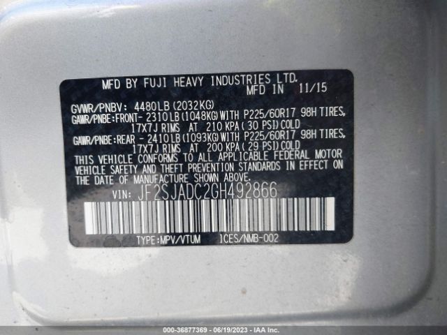 JF2SJADC2GH492866 Subaru Forester 2.5i Premium