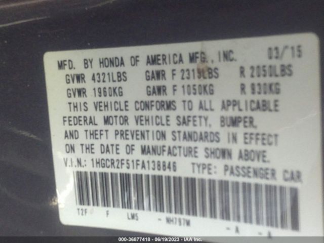 1HGCR2F51FA138846 Honda Accord Sedan Sport