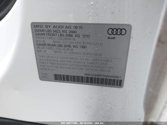 WA1C2AFP7GA049891 Audi Q5 PREMIUM