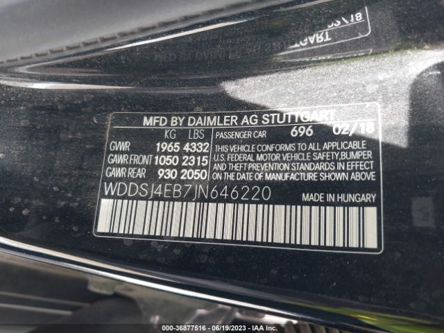 WDDSJ4EB7JN646220 Mercedes-Benz Cla Cla 250