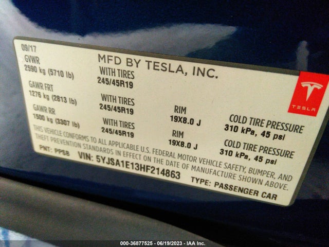 Tesla Model S 60/75 2017 5YJSA1E13HF214863 Image 9