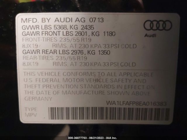 WA1LFAFP8EA016383 Audi Q5 2.0t Premium