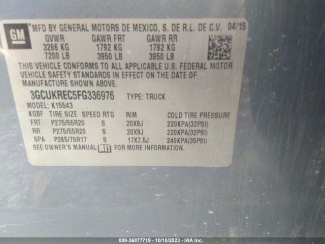 2015 CHEVROLET SILVERADO 1500 3GCUKREC5FG336976 Photo 8