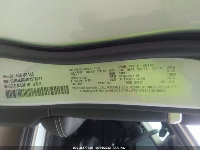 1C4RJKBG4N8578511 Jeep Grand Cherokee L Limited