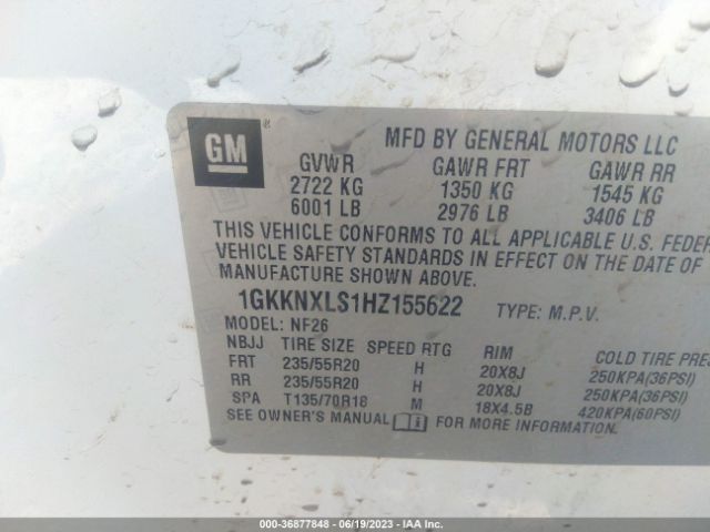 1GKKNXLS1HZ155622 GMC Acadia Denali