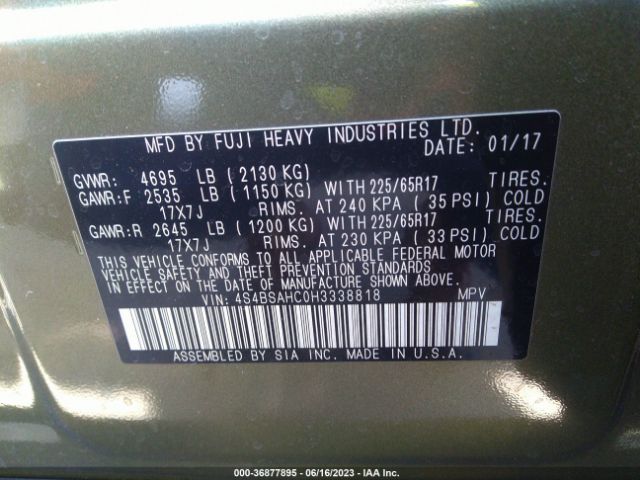Subaru Outback Premium 2017 4S4BSAHC0H3338818 Image 15