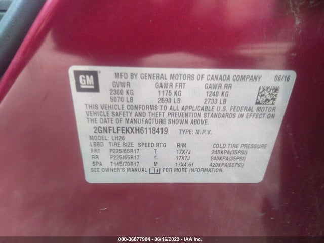 Chevrolet EQUINOX LT 2017 2GNFLFEKXH6118419 Image 9