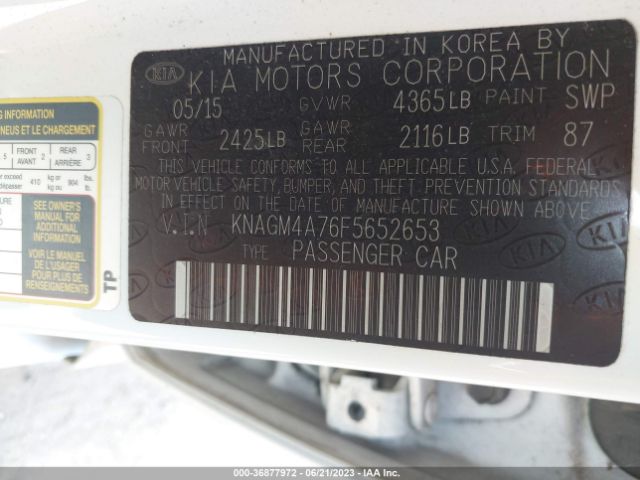 KNAGM4A76F5652653 KIA Optima Lx