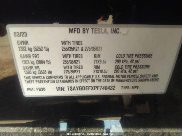 7SAYGDEFXPF740432 Tesla Model Y Performance