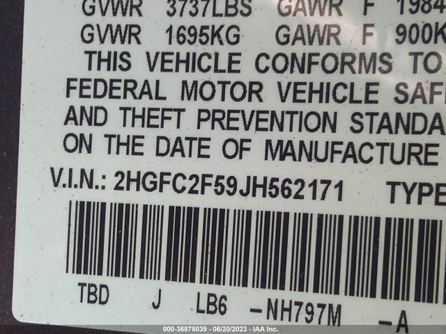 Honda Civic Sedan Lx 2018 2HGFC2F59JH562171 Image 9