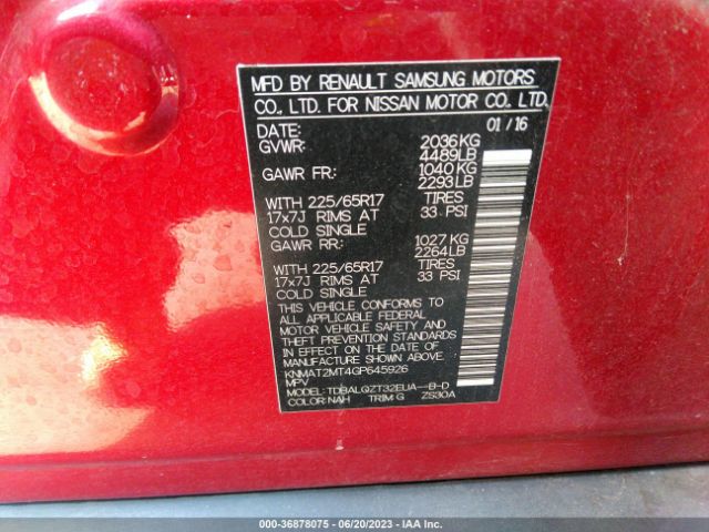 KNMAT2MT4GP645926 Nissan Rogue Sl