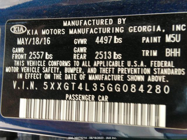 5XXGT4L35GG084280 KIA Optima Lx