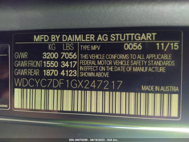 2016 Mercedes-Benz G-Class, VIN: WDCYC7DF1GX247217