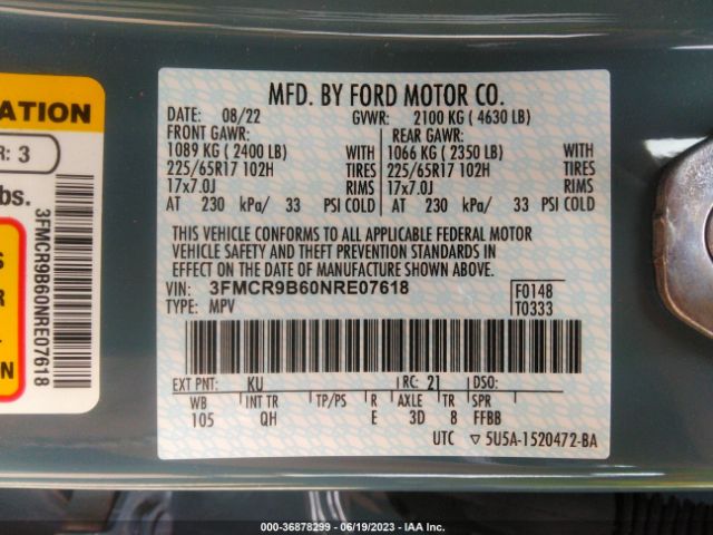 3FMCR9B60NRE07618 Ford Bronco Sport Big Bend