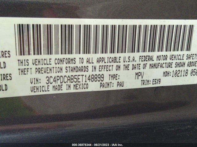 2014 DODGE JOURNEY SE VIN: 3C4PDCAB5ET148899
