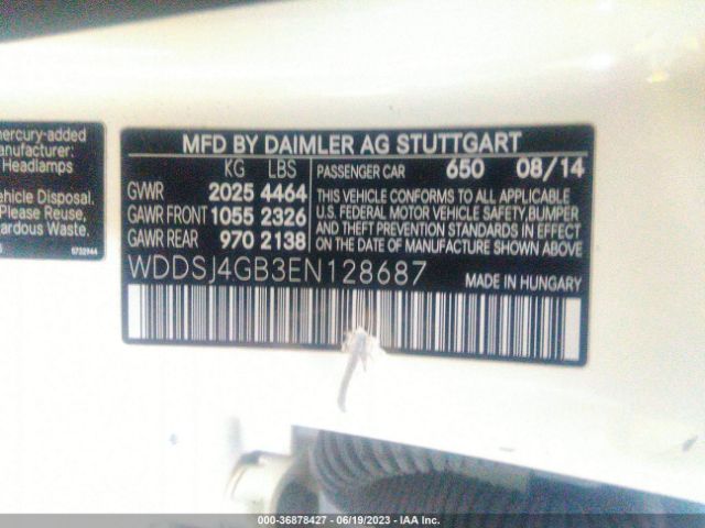 WDDSJ4GB3EN128687 Mercedes-Benz Cla-class Cla 250