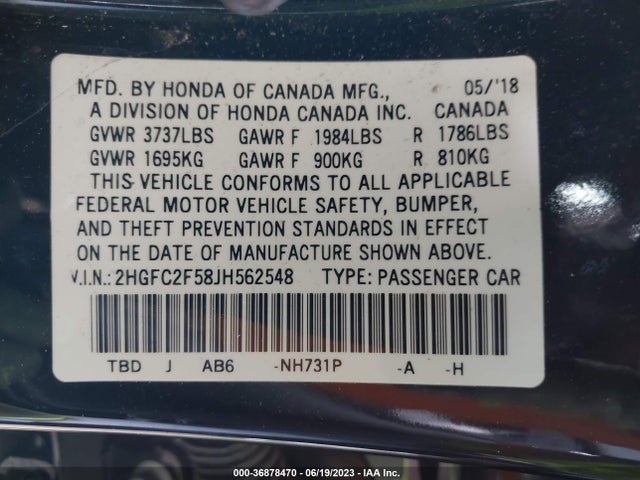 Honda Civic Sedan Lx 2018 2HGFC2F58JH562548 Image 9