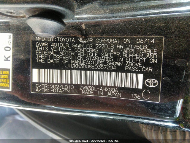 Toyota Prius Four/five/three/one/two 2014 JTDKN3DU8E0387204 Image 14