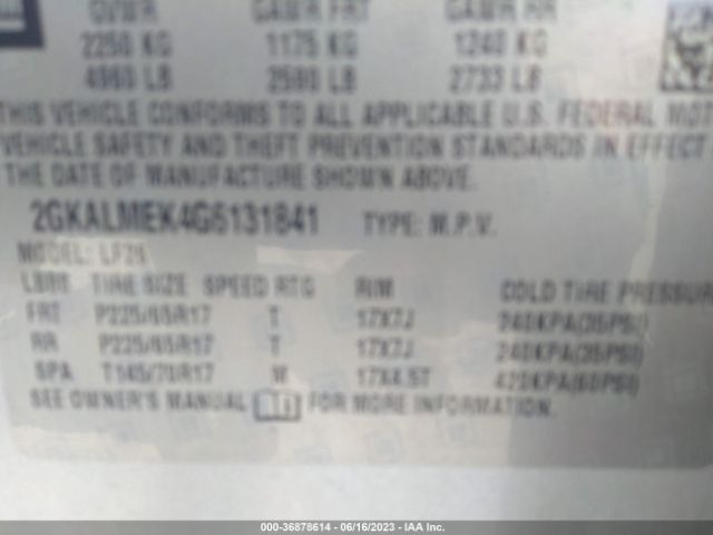 2GKALMEK4G6131841 GMC Terrain Sle