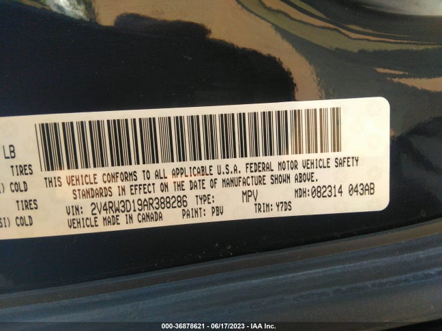 Aukcja sprzedaży 2010 Volkswagen Routan Se, vin: 2V4RW3D19AR388286, numer aukcji: 36878621