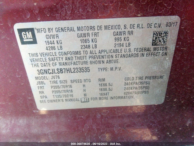 Chevrolet Trax Lt 2017 3GNCJLSB7HL233535 Image 15