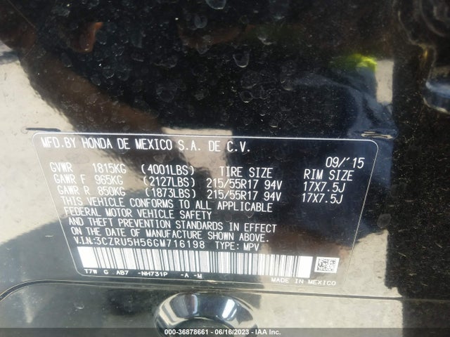 Honda HR-V EX 2016 3CZRU5H56GM716198 Image 9