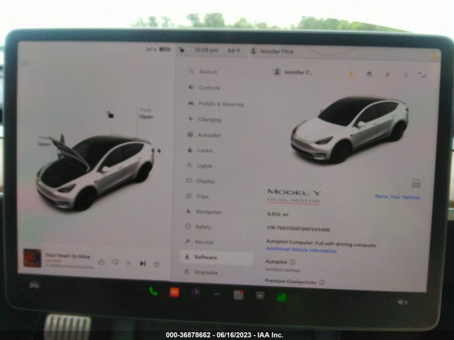 2022 TESLA MODEL Y PERFORMANCE VIN: 7SAYGDEF9NF543488