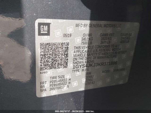1GYS4JKJ3KR371896 Cadillac Escalade Esv Premium Luxury