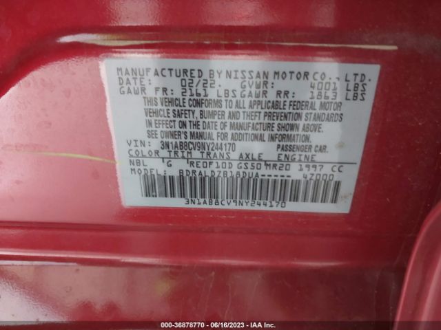 3N1AB8CV9NY244170 Nissan SENTRA SV