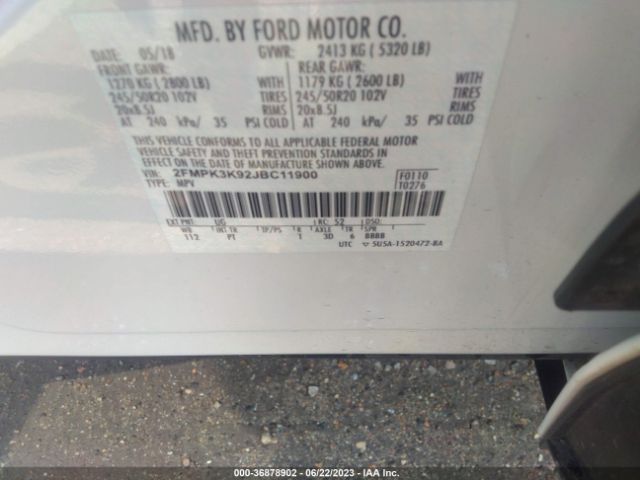 2FMPK3K92JBC11900 Ford Edge Titanium