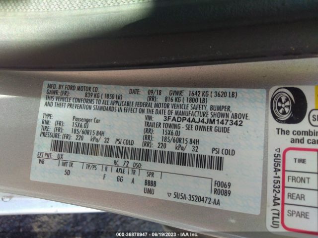 3FADP4AJ4JM147342 Ford FIESTA S