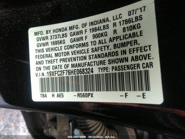 Honda Civic Sedan Ex 2017 19XFC2F76HE068324 Image 9
