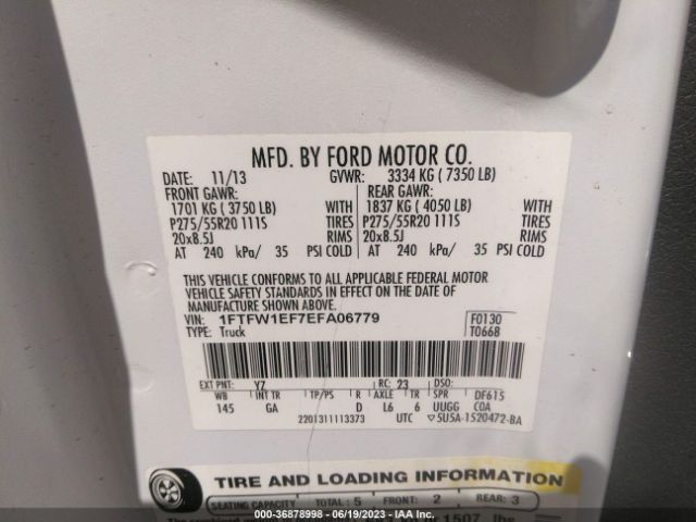 1FTFW1EF7EFA06779 Ford F-150 Xl/xlt/stx/fx4/lariat