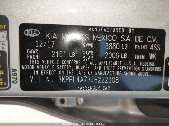 3KPFL4A73JE222108 KIA FORTE LX