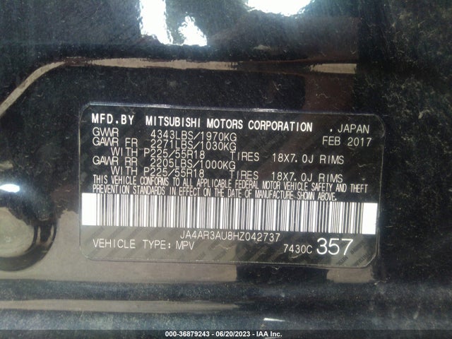 JA4AR3AU8HZ042737 Mitsubishi Outlander Sport 2.0