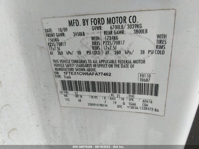 2010 FORD F-150 XL/STX VIN: 1FTEX1CW6AFA77462