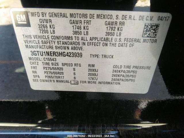 3GTU1NER3HG423939 GMC Sierra 1500 Slt