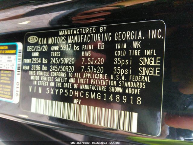 5XYP5DHC6MG148918 KIA Telluride Sx