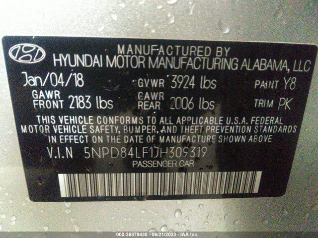 Hyundai ELANTRA SEL 2018 5NPD84LF1JH309319 Image 16