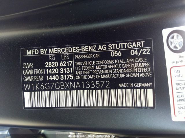 W1K6G7GBXNA133572 Mercedes-Benz S-class S 580