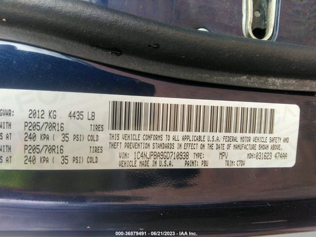 2016 JEEP PATRIOT SPORT VIN: 1C4NJPBA9GD710938
