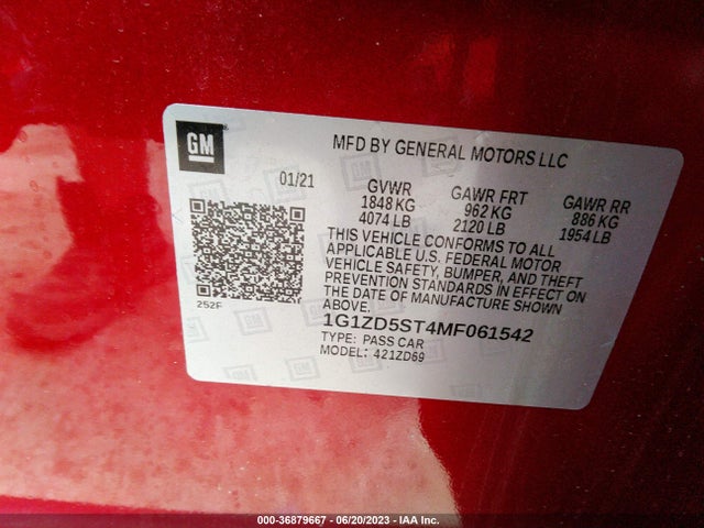 Chevrolet MALIBU LT 2021 1G1ZD5ST4MF061542 Image 9