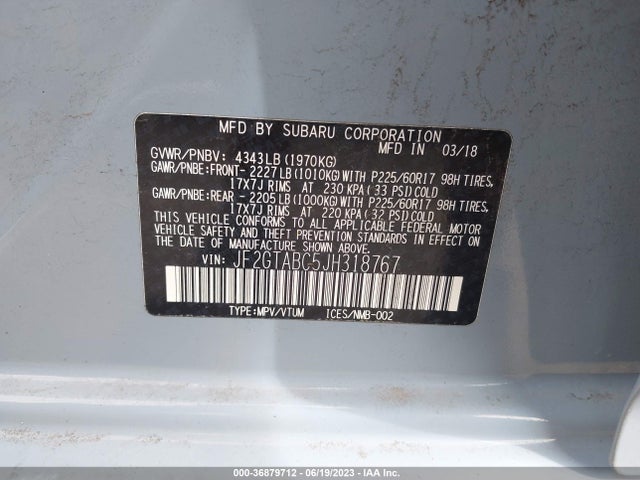 JF2GTABC5JH318767 Subaru Crosstrek Premium