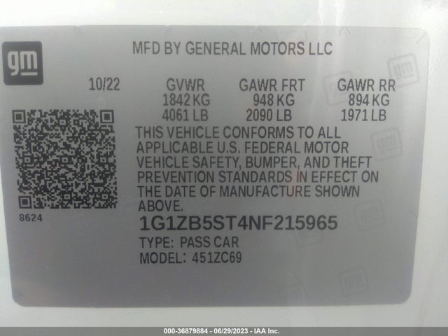 Chevrolet MALIBU LS 2022 1G1ZB5ST4NF215965 Image 9