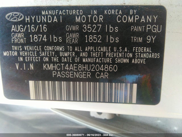 Hyundai ACCENT SE 2017 KMHCT4AE8HU204860 Image 10