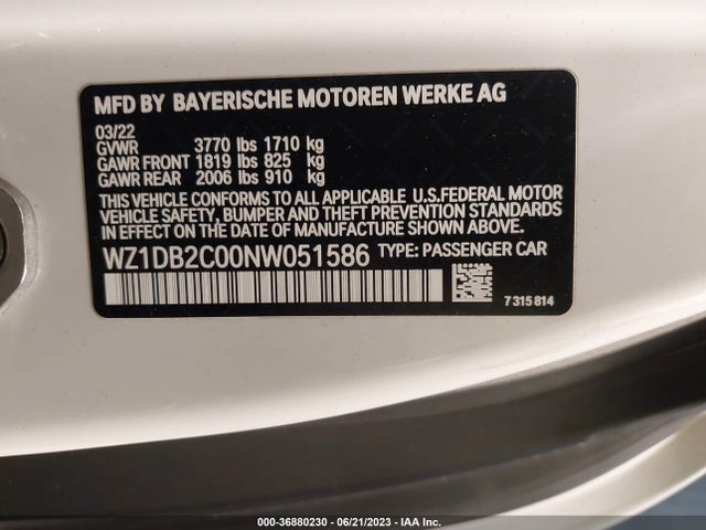 2022 Toyota Supra, VIN: WZ1DB2C00NW051586