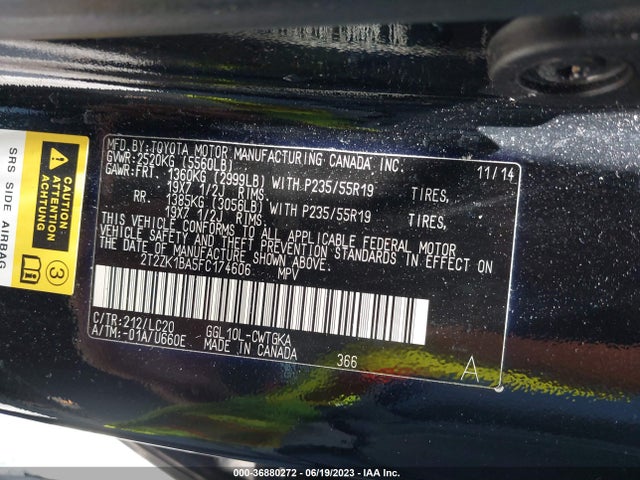 2T2ZK1BA5FC174606 Lexus RX 350
