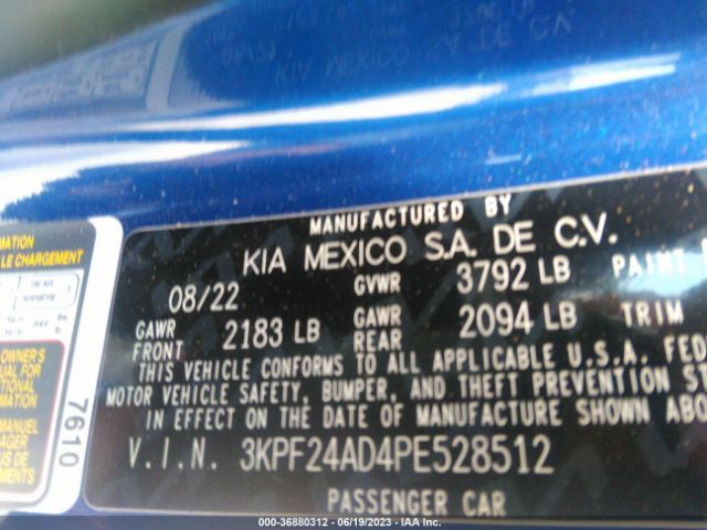 3KPF24AD4PE528512 KIA Forte Lxs